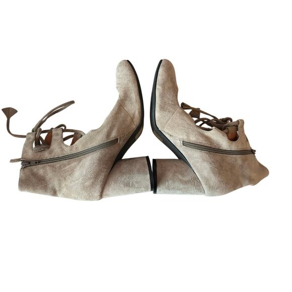 Jeffrey Campbell Women’s Lace Up Zaun-Hi Taupe Suede Boot Heels Size 8.5 - Picture 4 of 11